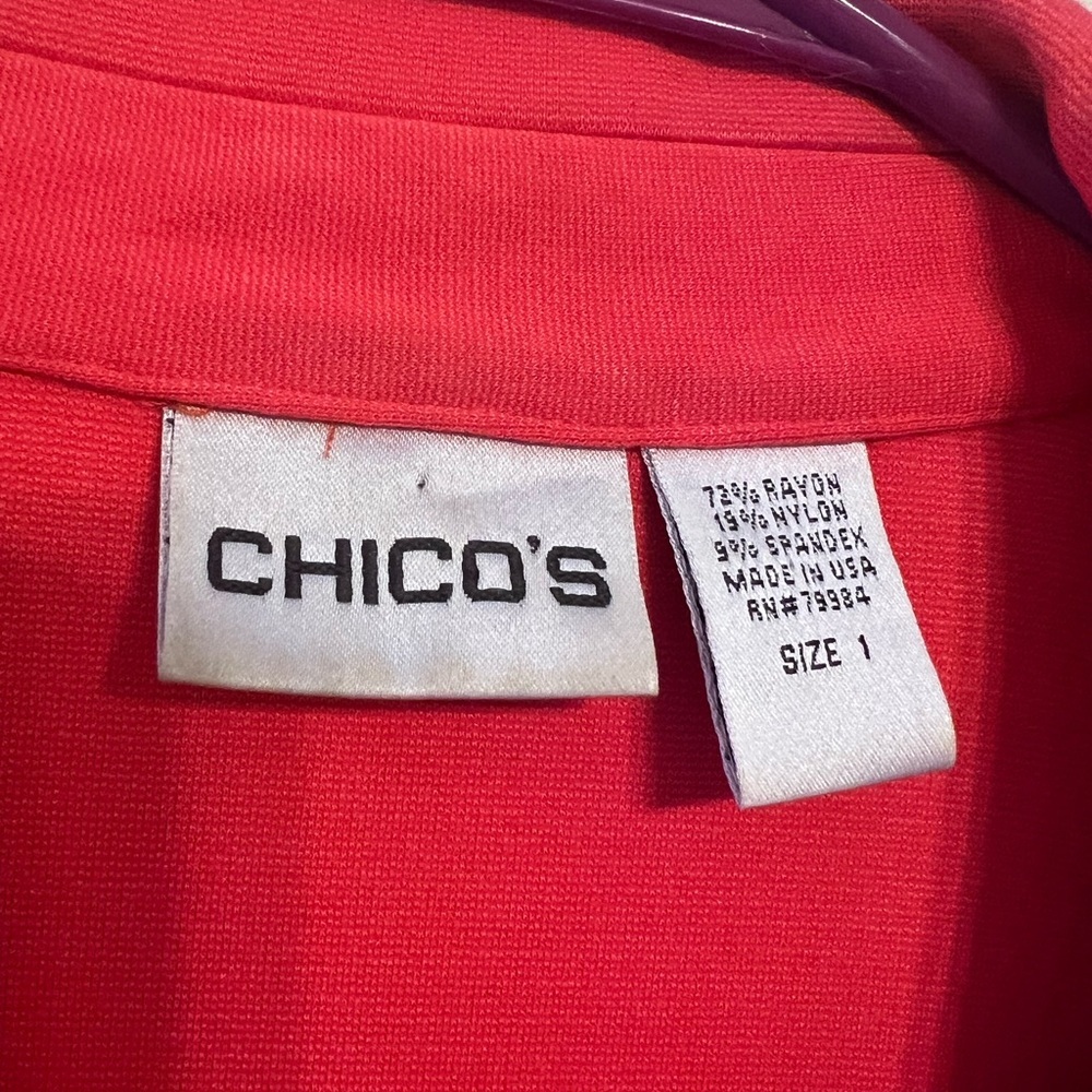 Chico’s Women’s Red Pink Knit Button-Down Blazer Jacket Size 1 - Picture 6 of 8